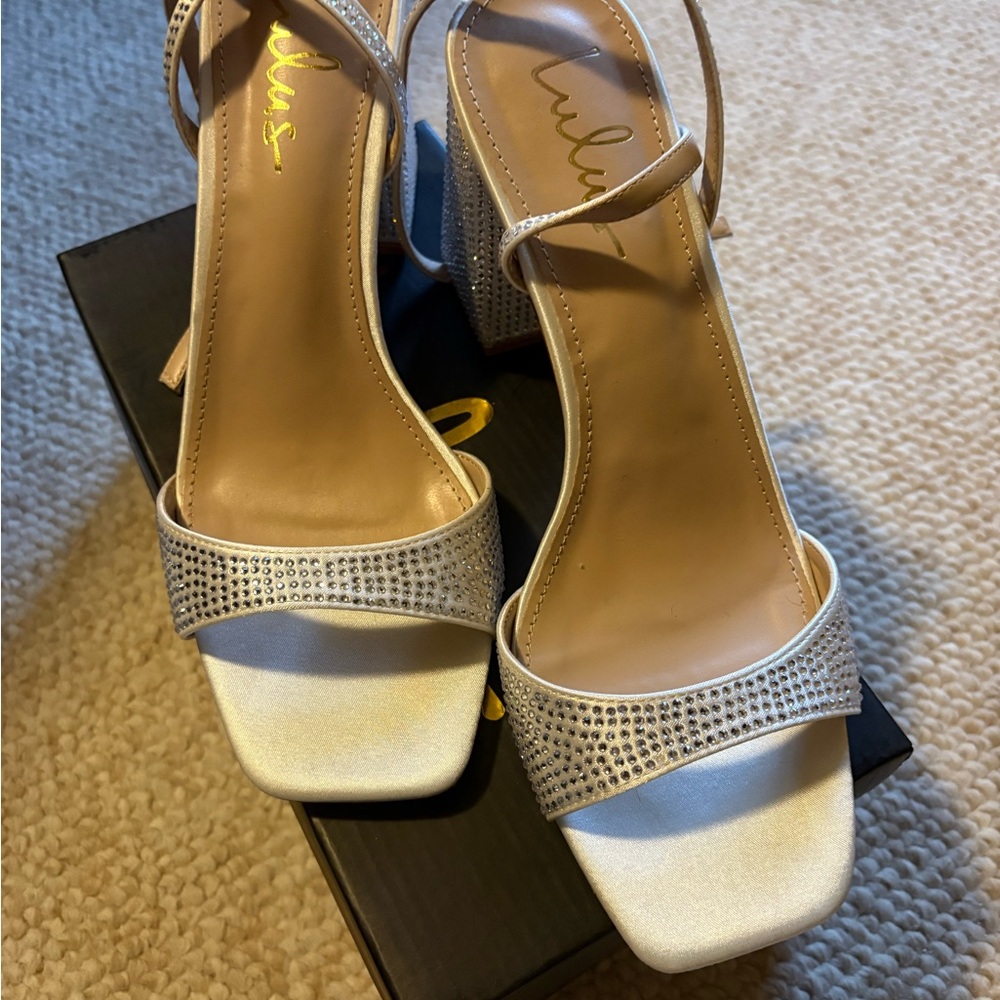 Lulu's Sparkling White and Silver Heels